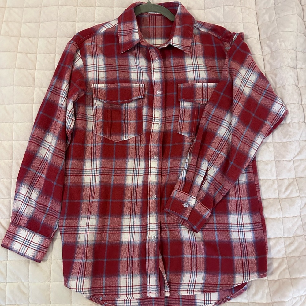 Red/Baby Blue Plaid Women’s Shirt
